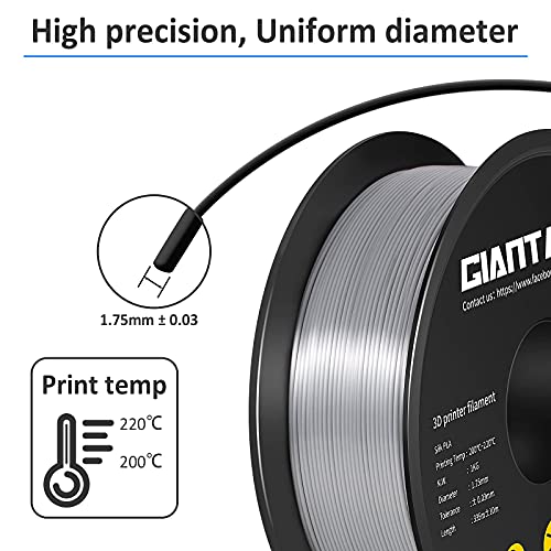 Giantarm Metallic Silver PLA Filament 1kg Spool