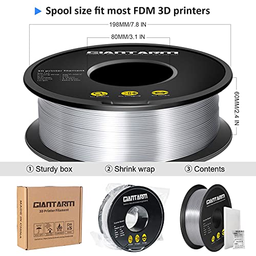 Giantarm Metallic Silver PLA Filament 1kg Spool