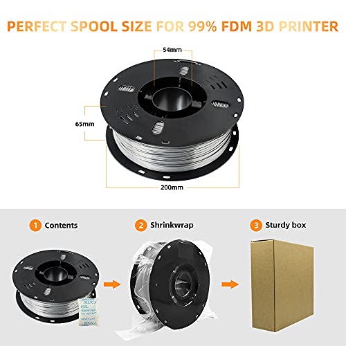 Silk Silver 3D Printer Filament 1.75mm, 1kg Spool