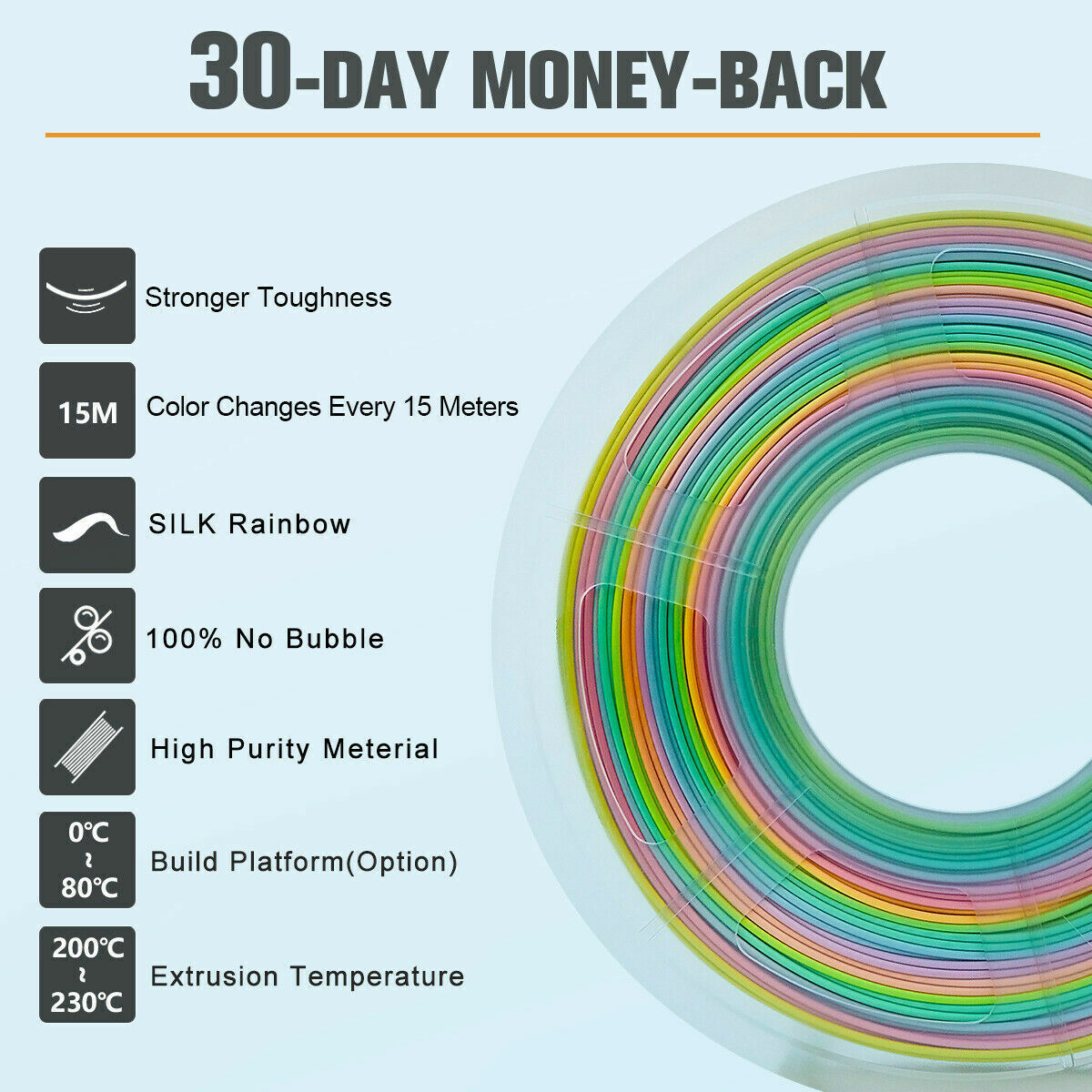 Rainbow Metallic 3D Printer Filament 1KG