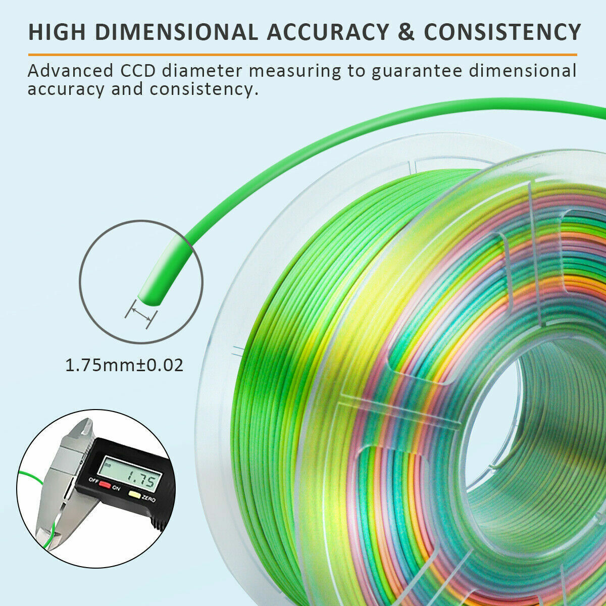 Rainbow Metallic 3D Printer Filament 1KG