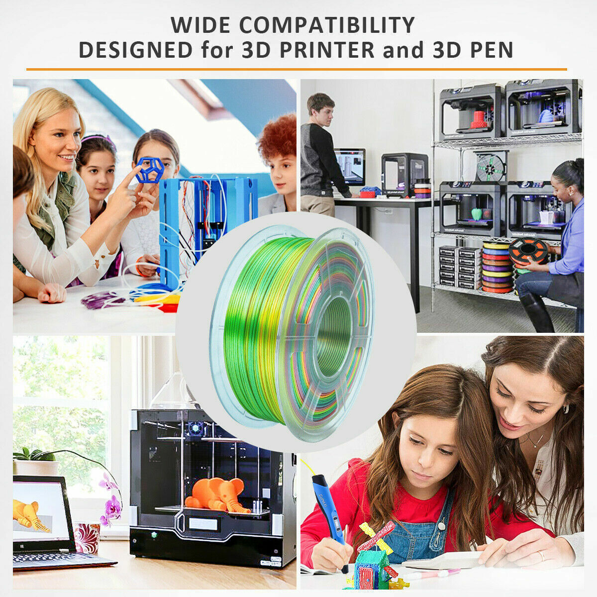 Rainbow Metallic 3D Printer Filament 1KG