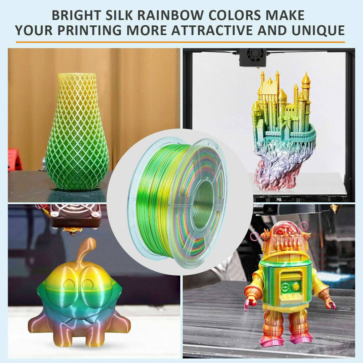 Rainbow Metallic 3D Printer Filament 1KG