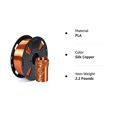 Silk Copper PLA Filament 1.75mm 1KG - Metallic Shine