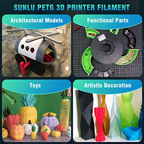 SUNLU 1.75mm PETG Filament - Black 1kg Spool