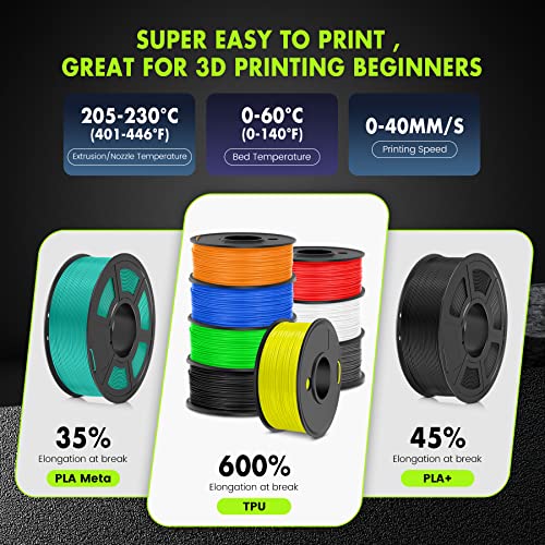 8 Pack Flexible TPU 3D Printer Filament