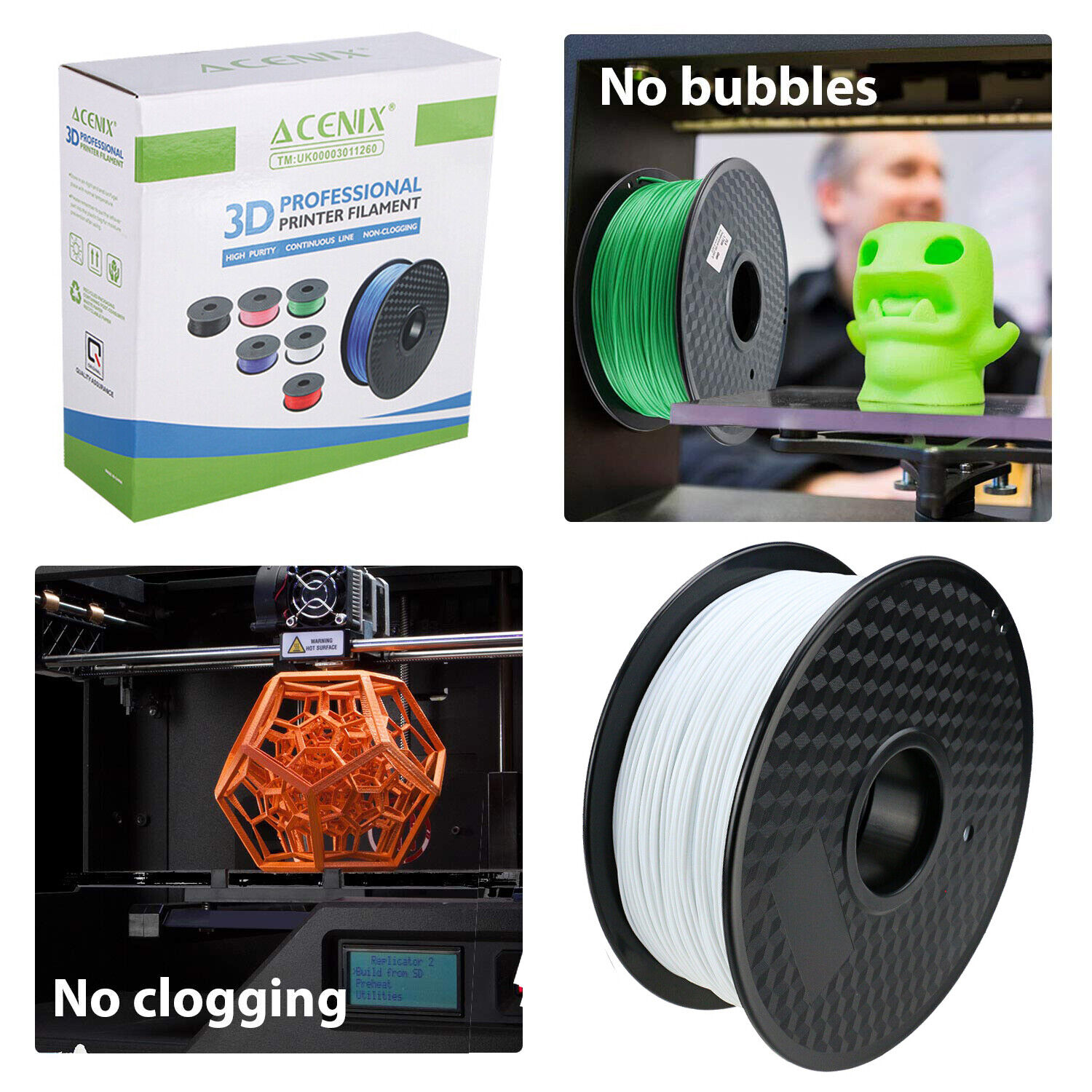 ACENIX® White Nylon Filament for 3D Printers