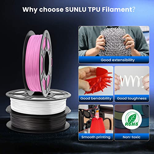 SUNLU 1.75mm Black TPU 3D Printer Filament