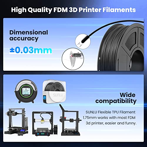 SUNLU 1.75mm Black TPU 3D Printer Filament