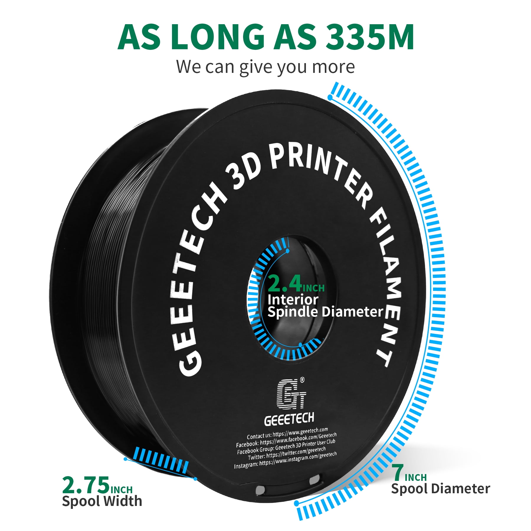 GEEETECH Black PETG 1.75mm Filament: Stronger Toughness