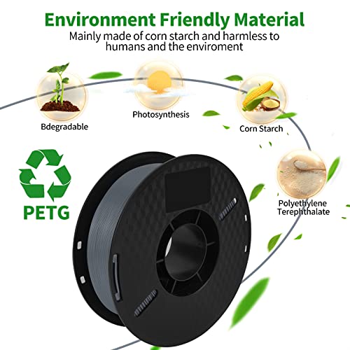 Kingroon Gray PETG 3D Printer Filament, 1kg Spool