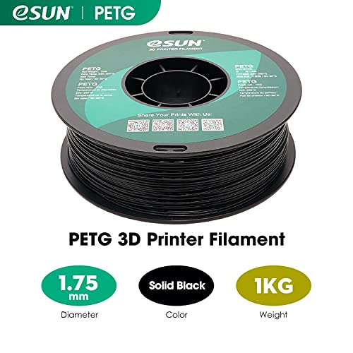 eSUN 1.75mm PETG Filament - Solid Black 1KG