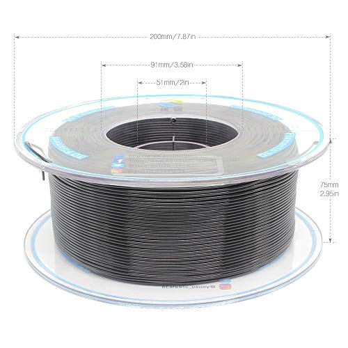 YOUSU Black 1.75mm PETG 3D Filament, 1kg