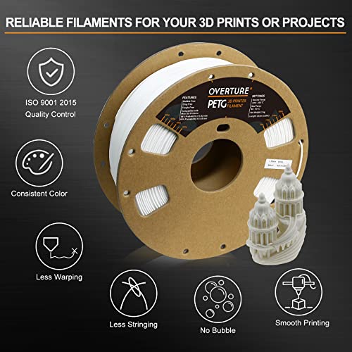 Overture 1.75mm PETG Filament for 3D Printers