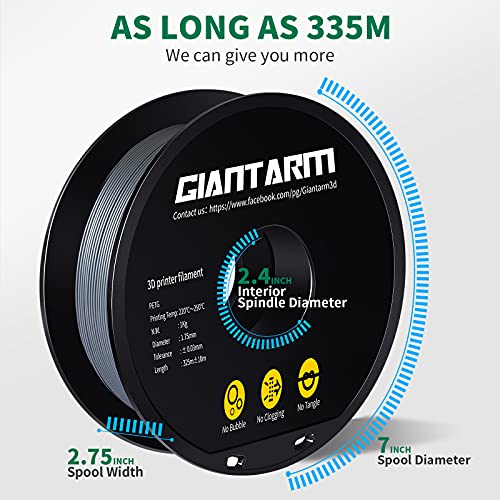 GIANTARM Silver PETG 3D Printer Filament - 1kg
