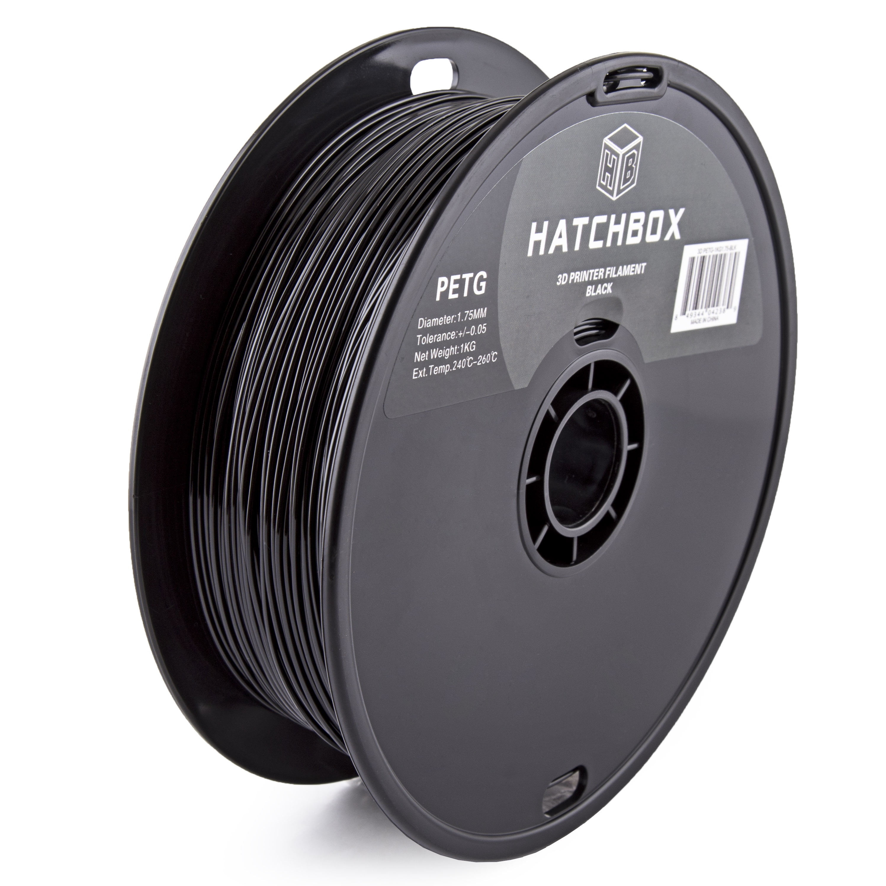 HATCHBOX 3D PETG-1KG1.75-BLK PETG 3D Printer Filament, Dimensional Accuracy +/- 0.05 mm, 1 kg Spool, 1.75 mm, Black