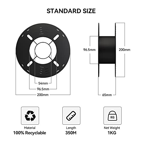 Voxelab 3D Printer Filament, 1kg Spool, Black