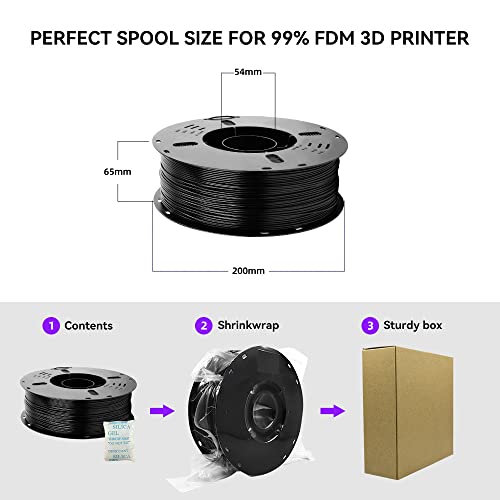Voxelab 3D Printer Filament, 1kg Spool, Black