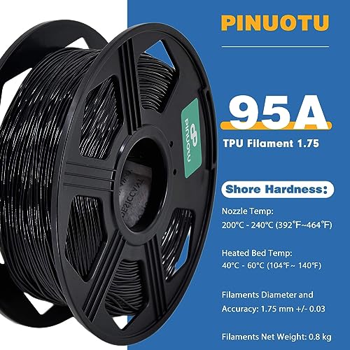 Pinuotu Flexible TPU 3D Printer Filament, Black
