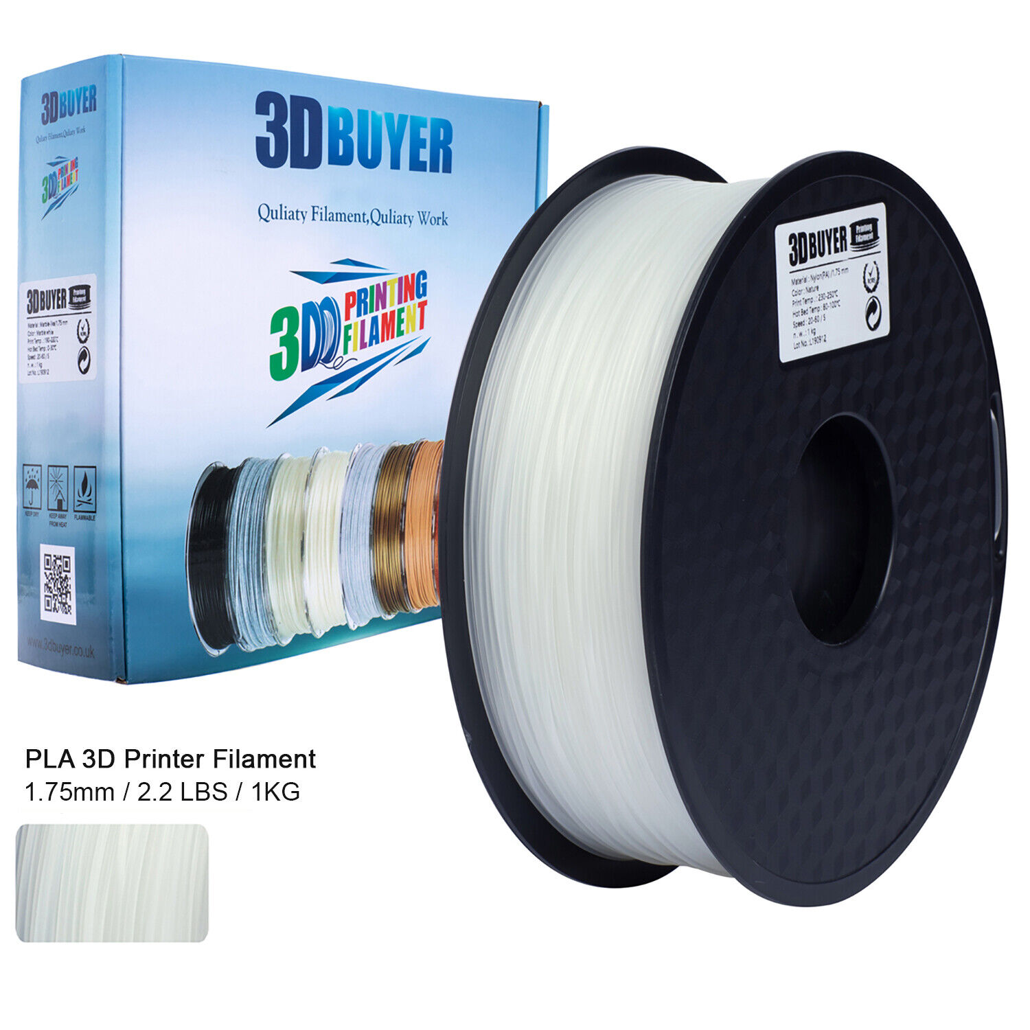 3DBUYER® Nylon Filament for 3D Printers (1.75mm/1Kg)