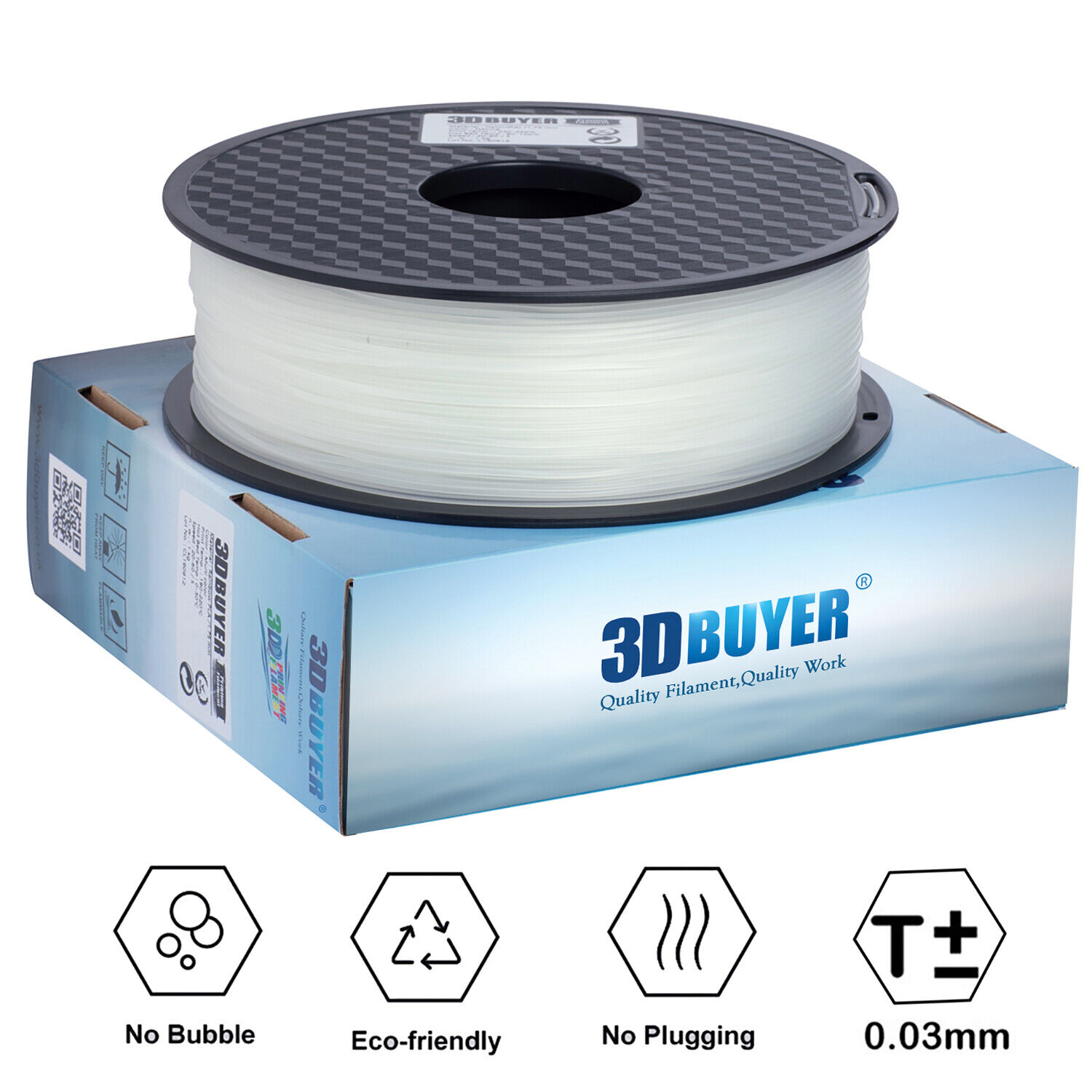 3DBUYER® Nylon Filament for 3D Printers (1.75mm/1Kg)