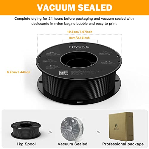 ERYONE 1.75mm PETG Filament - 1KG Black