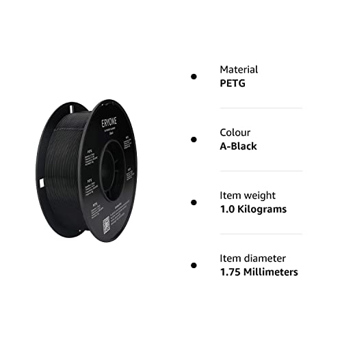 ERYONE 1.75mm PETG Filament - 1KG Black