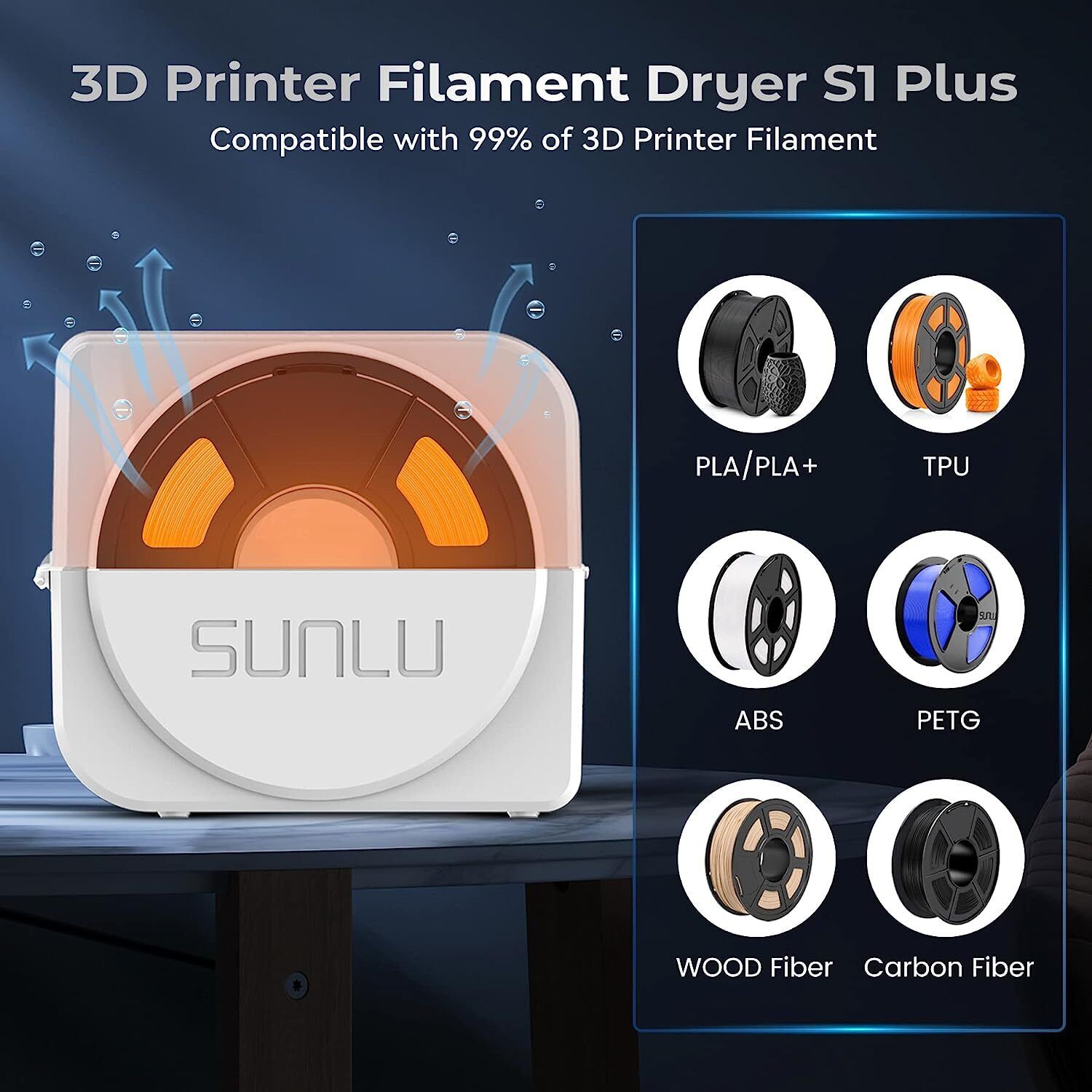 Sunlu S1 3D Printer Filament Dryer Box Filament Holder Storage Timer PLA PETG