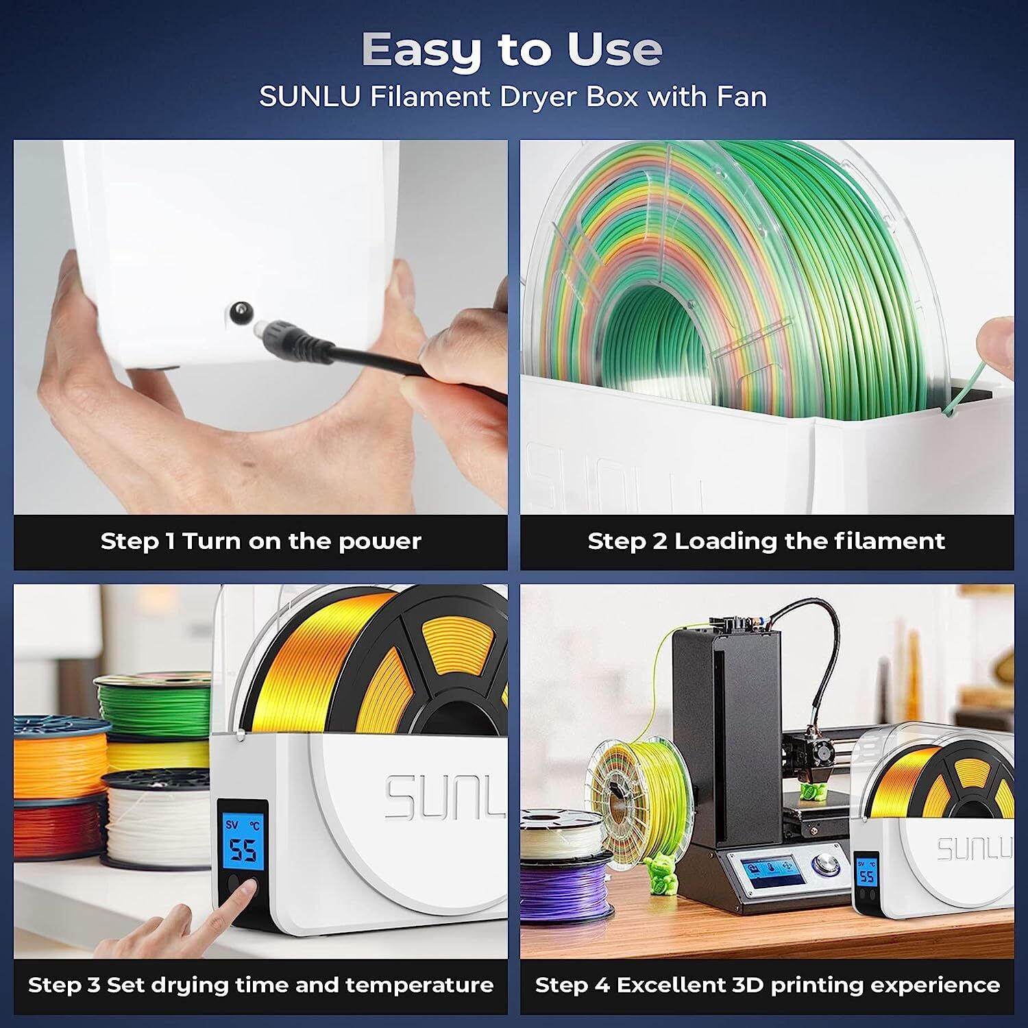 Sunlu S1 3D Printer Filament Dryer Box Filament Holder Storage Timer PLA PETG