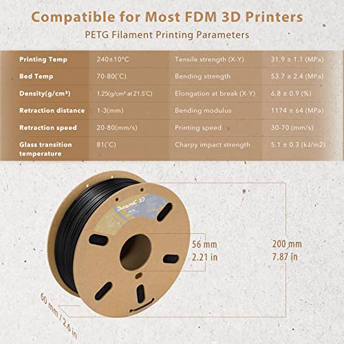 DURAMIC PETG 3D Filament - 1.75mm Black 1kg
