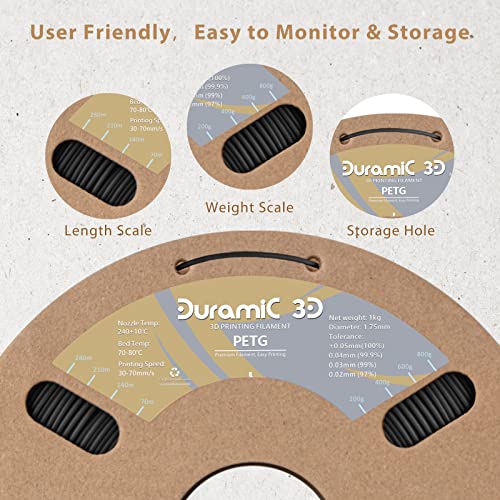 DURAMIC PETG 3D Filament - 1.75mm Black 1kg