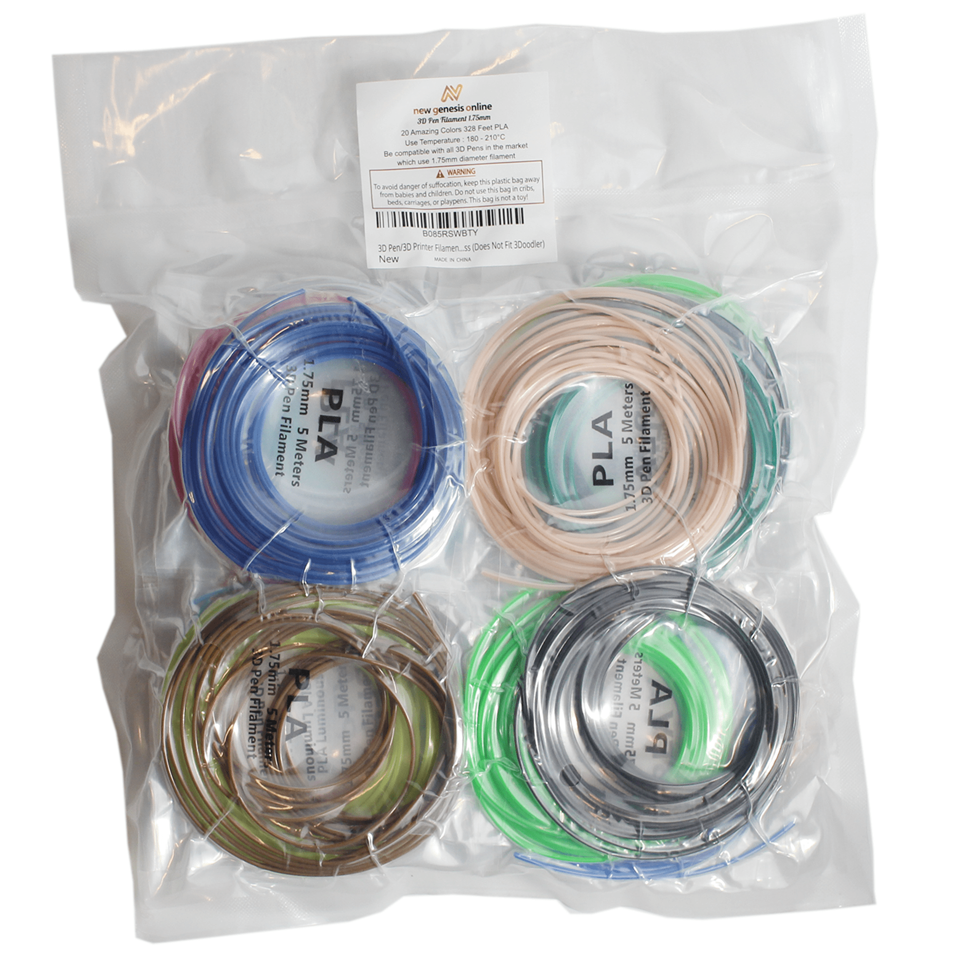 20 Color 1.75mm PLA Filament for 3D Pen