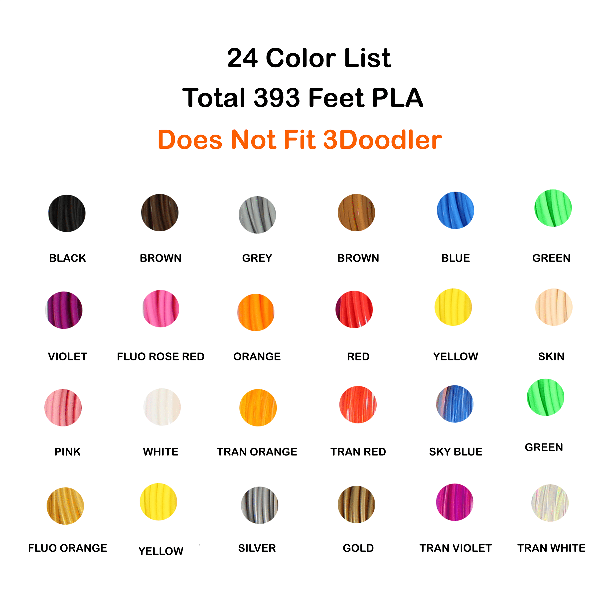 20 Color 1.75mm PLA Filament for 3D Pen
