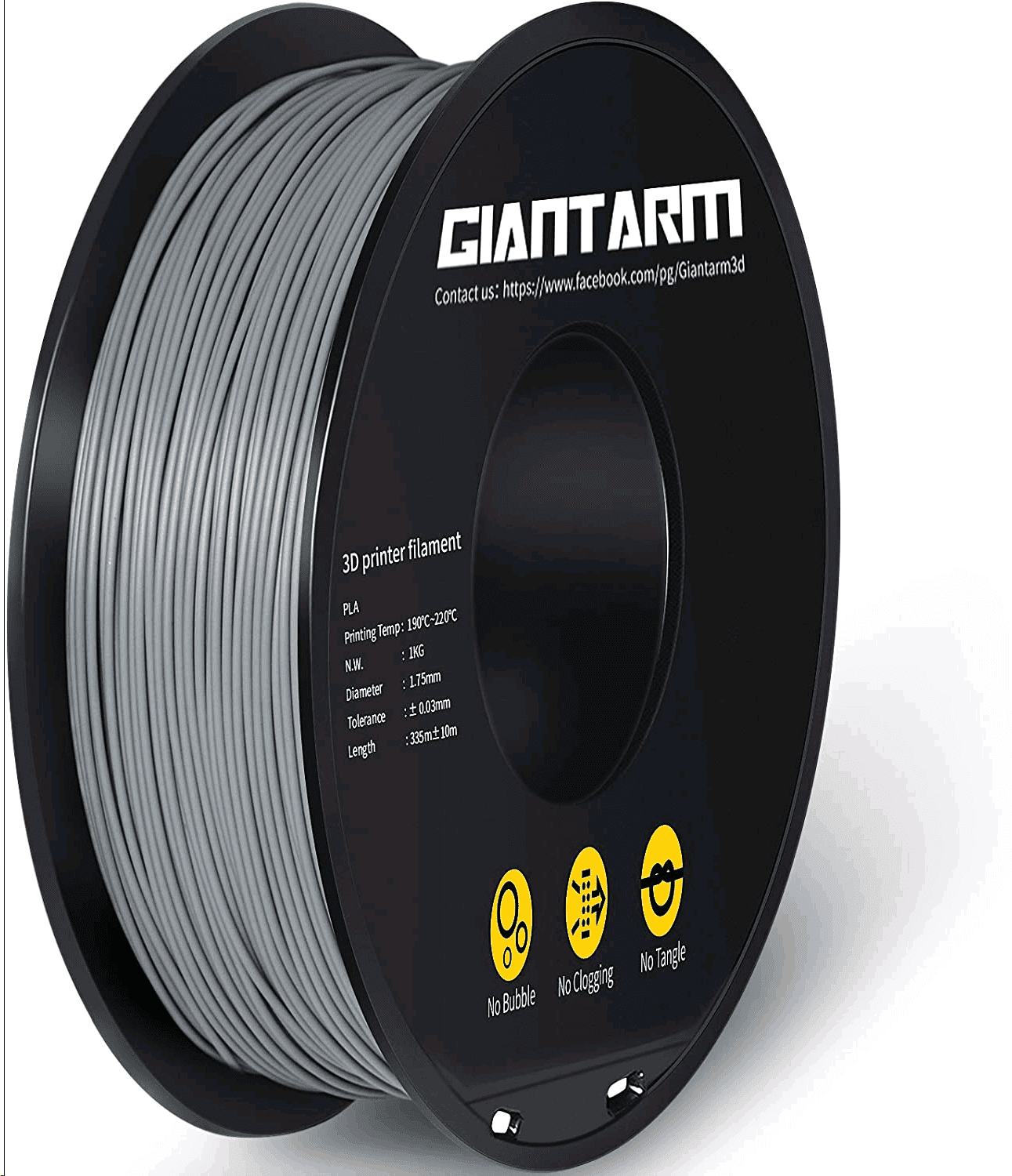 Giantarm Grey PLA Filament, 1.75mm, 1kg