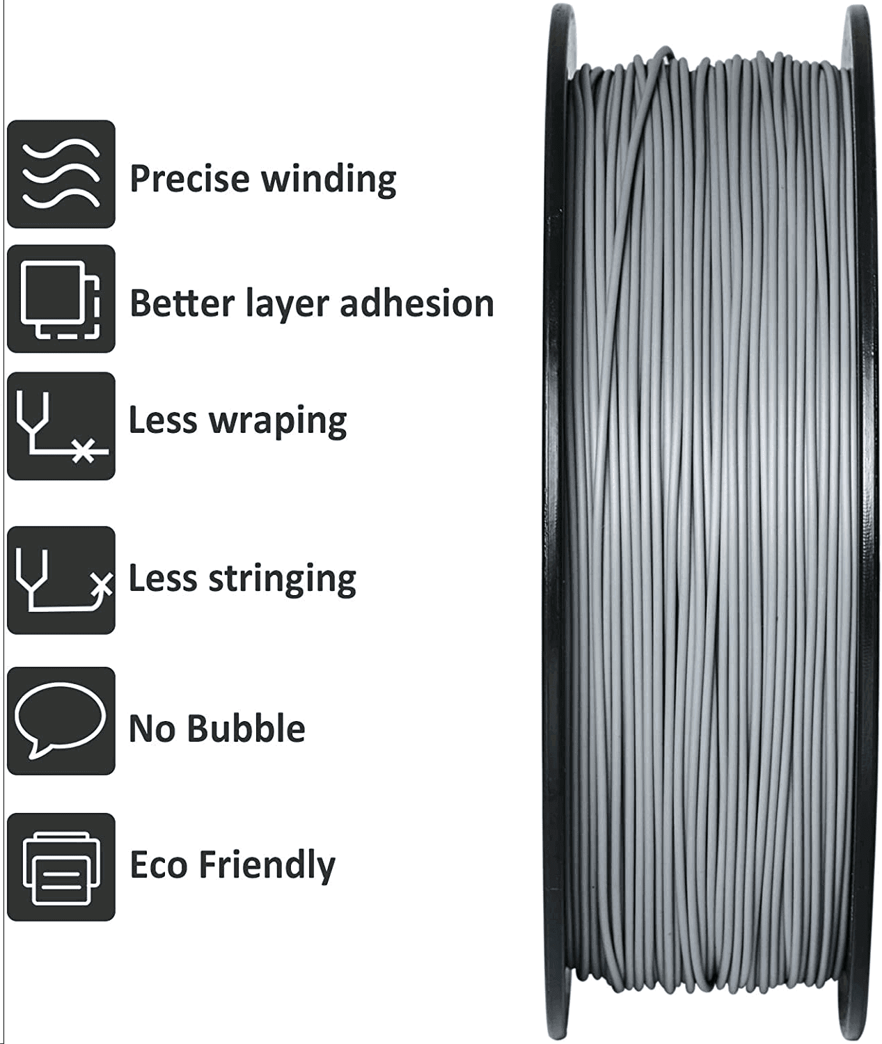 Giantarm Grey PLA Filament, 1.75mm, 1kg