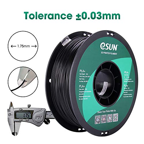 Black PLA+ 3D Printer Filament, 1kg spool