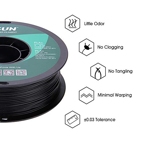 Black PLA+ 3D Printer Filament, 1kg spool