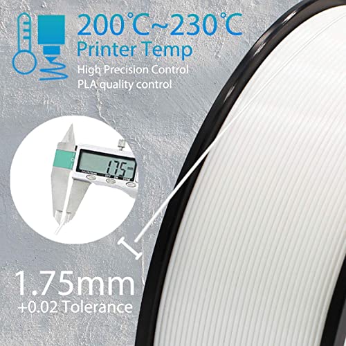 1.75mm White PLA Filament - 1kg Spool