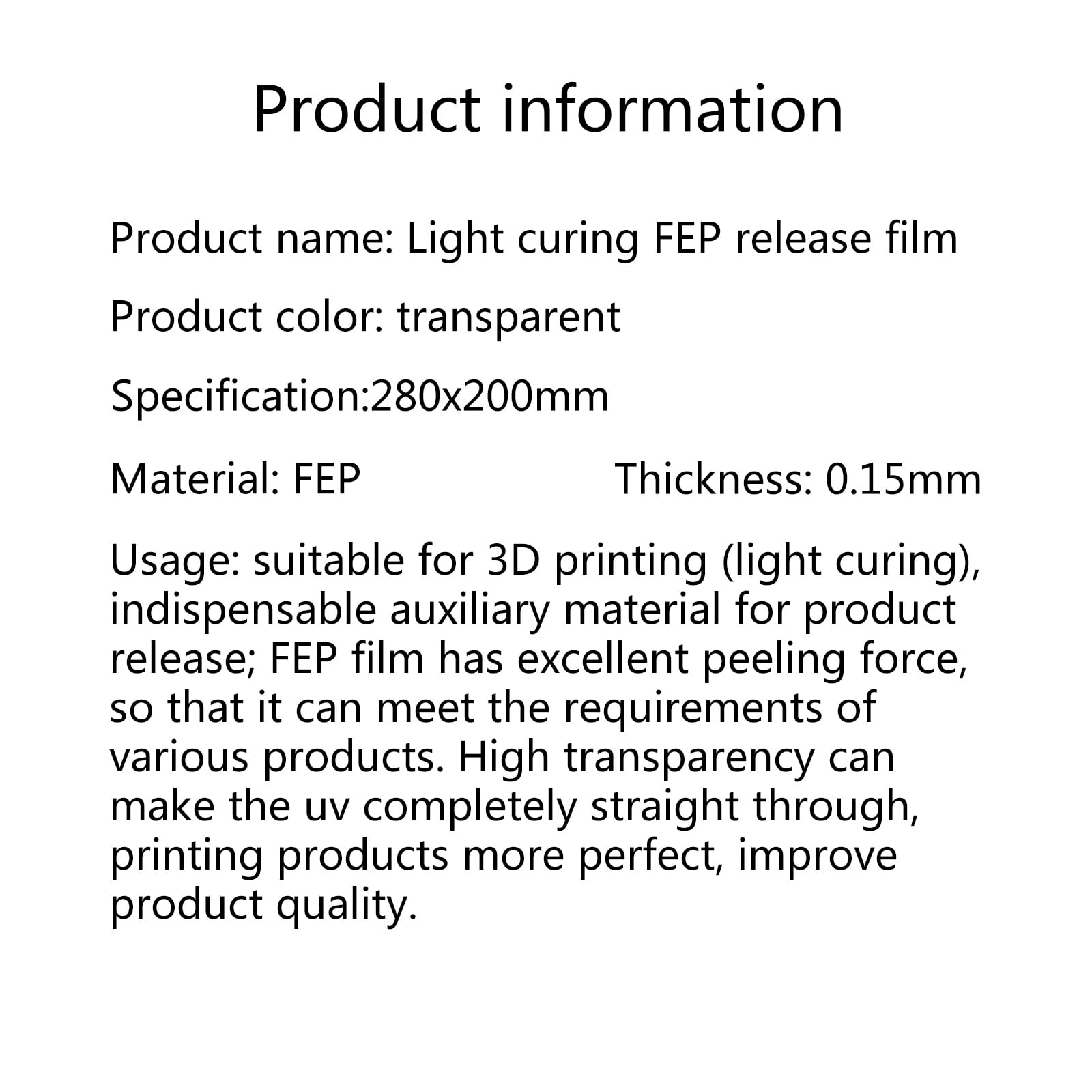 FEP Film 5PCS for Mars 3D Printer