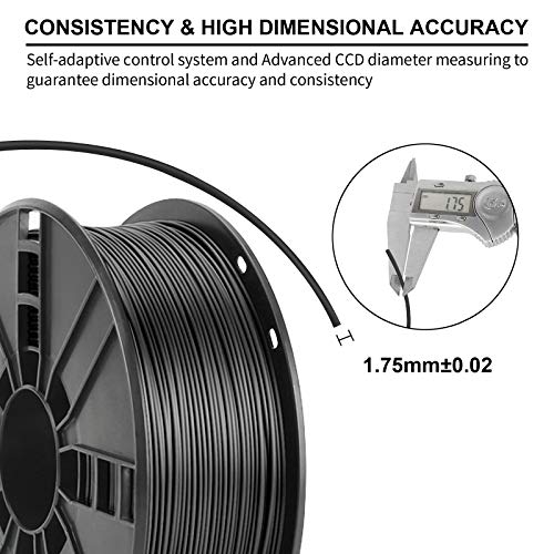 Black Tough PLA+ Filament 1.75mm, 1kg Spool