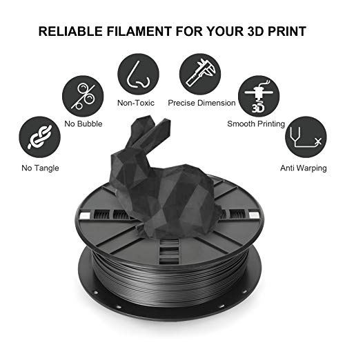 Black Tough PLA+ Filament 1.75mm, 1kg Spool