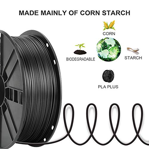 Black Tough PLA+ Filament 1.75mm, 1kg Spool