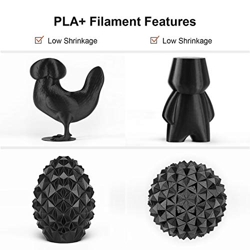 Black Tough PLA+ Filament 1.75mm, 1kg Spool