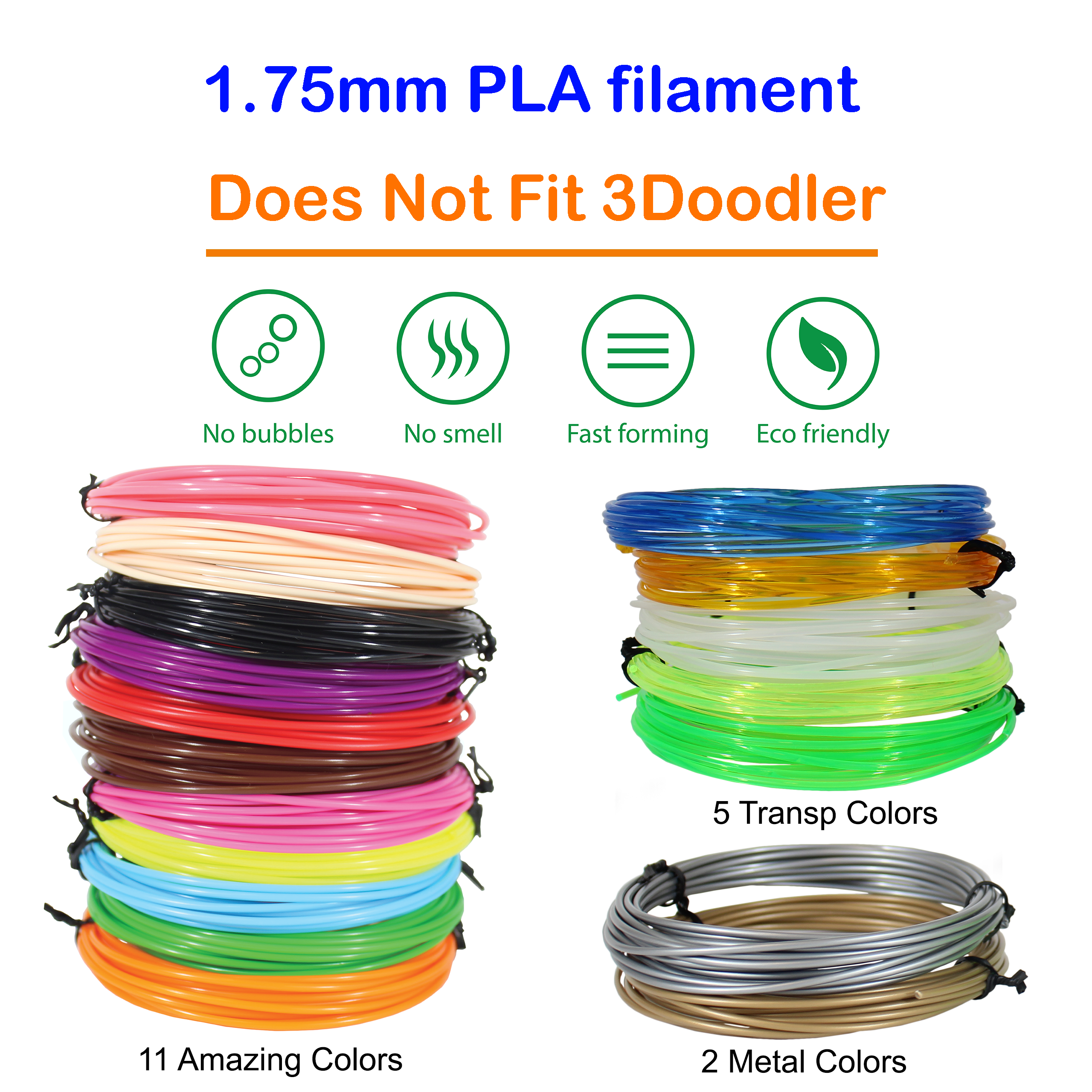 18 Color 1.75 mm PLA Filament Refills