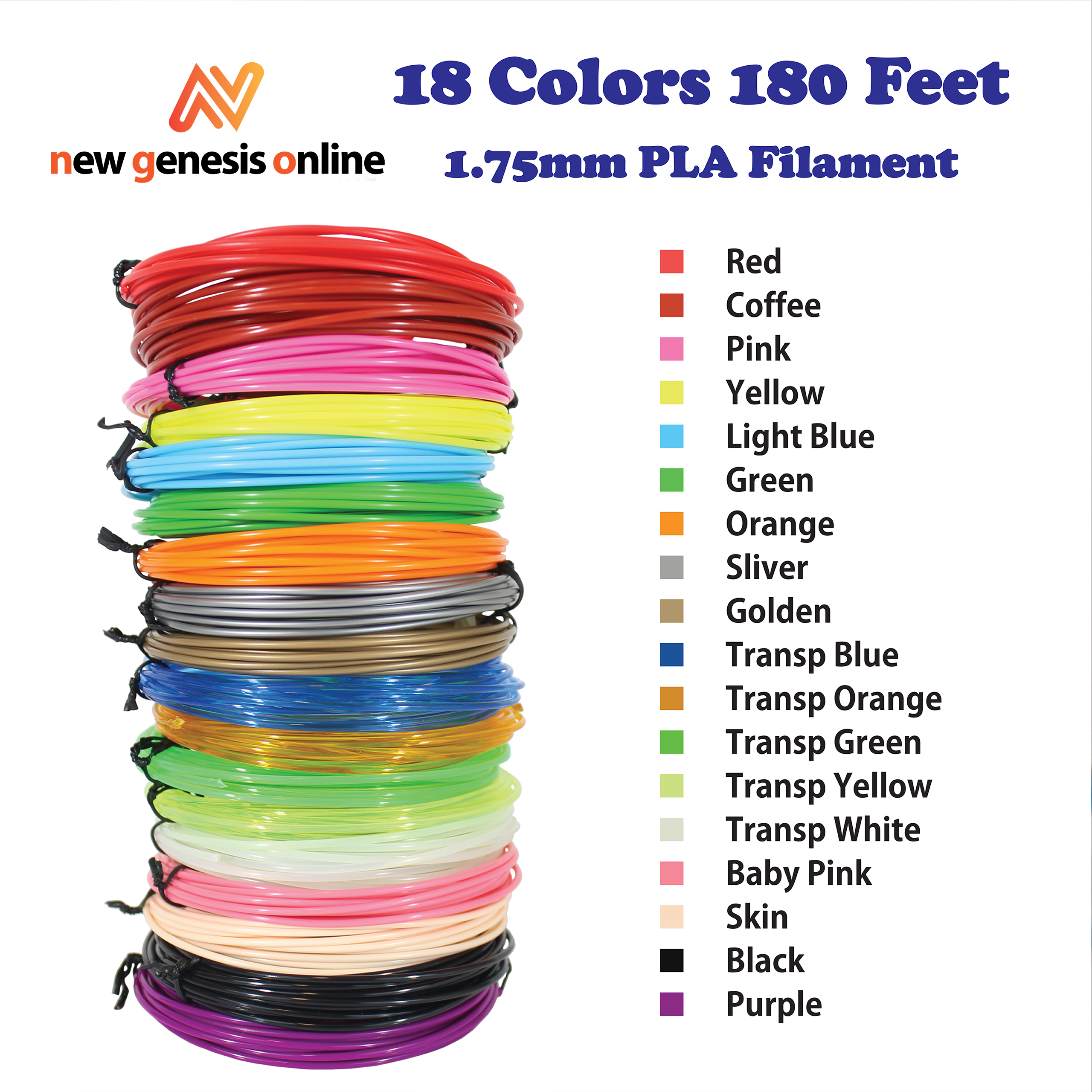 18 Color 1.75 mm PLA Filament Refills
