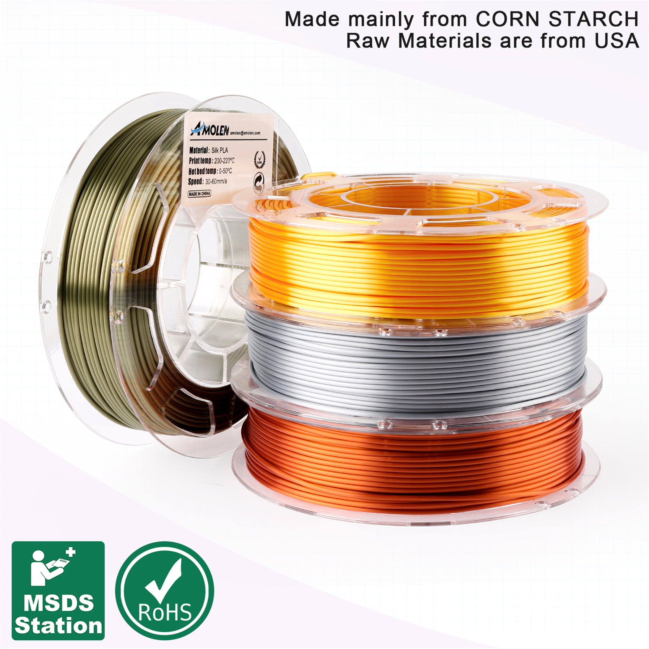 AMOLEN Silk Filament Bundle, 1.75mm - 4 Colors