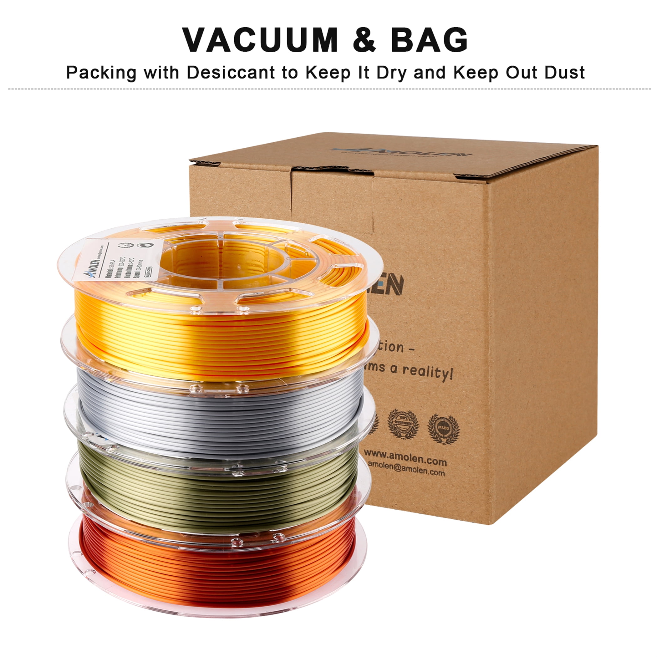 AMOLEN Silk Filament Bundle, 1.75mm - 4 Colors