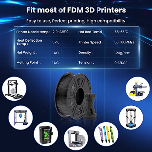 SUNLU Black PLA+ 3D Printer Filament