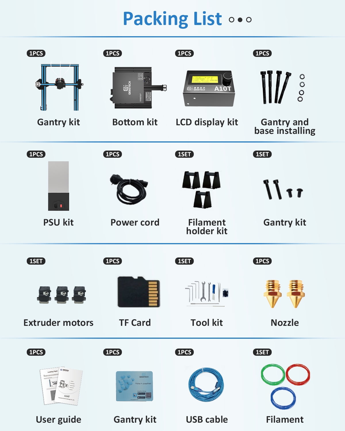GIANTARM A10T 3-Color 3D Printer with Resume Printing