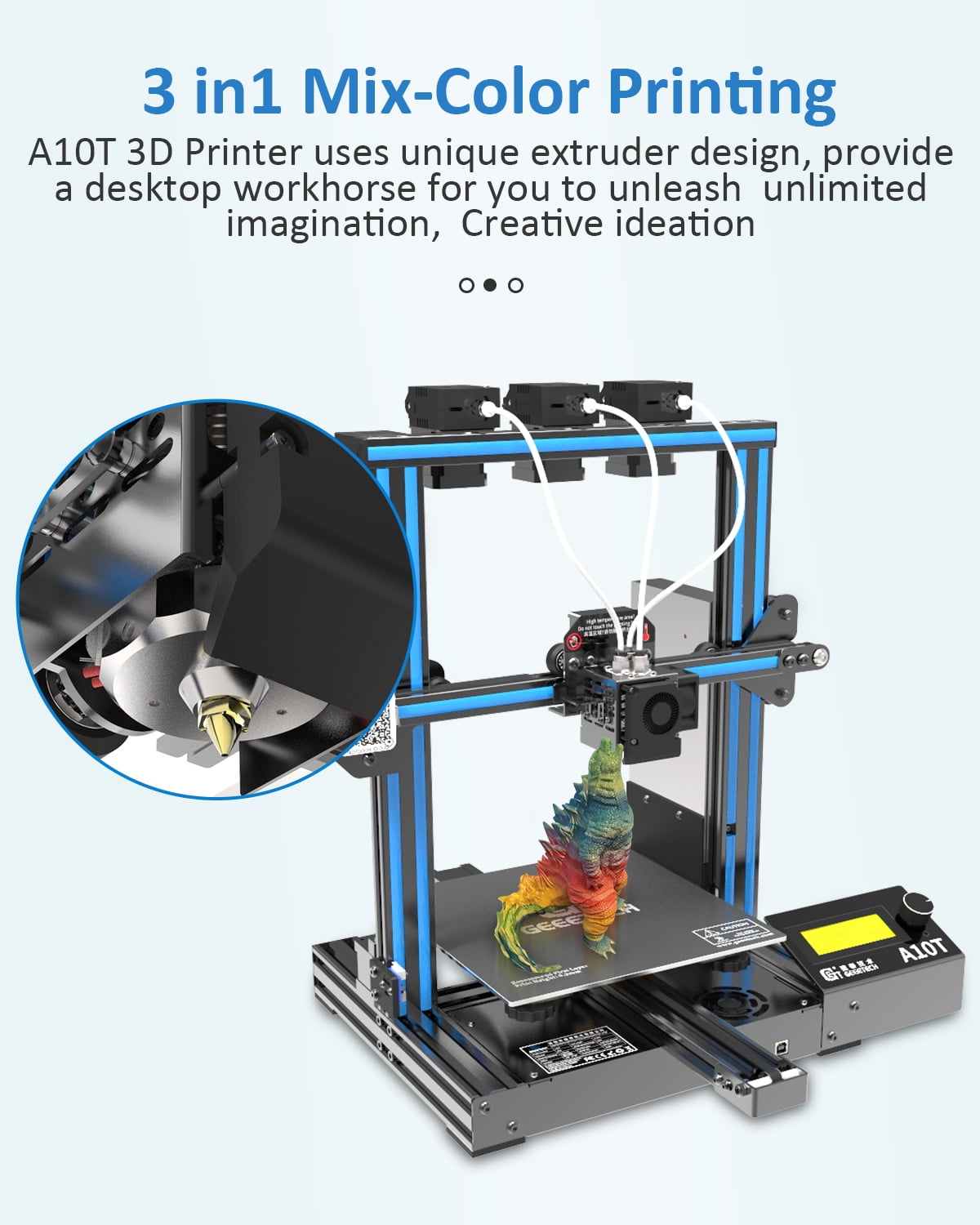GIANTARM A10T 3-Color 3D Printer with Resume Printing